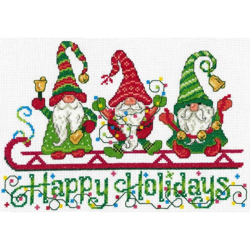 Happy Holiday Gnomes Counted Cross Stitch Kit  |   Cross Stitch & Embroidery Cross Stitch & Embroidery Cross Stitch & Embroidery