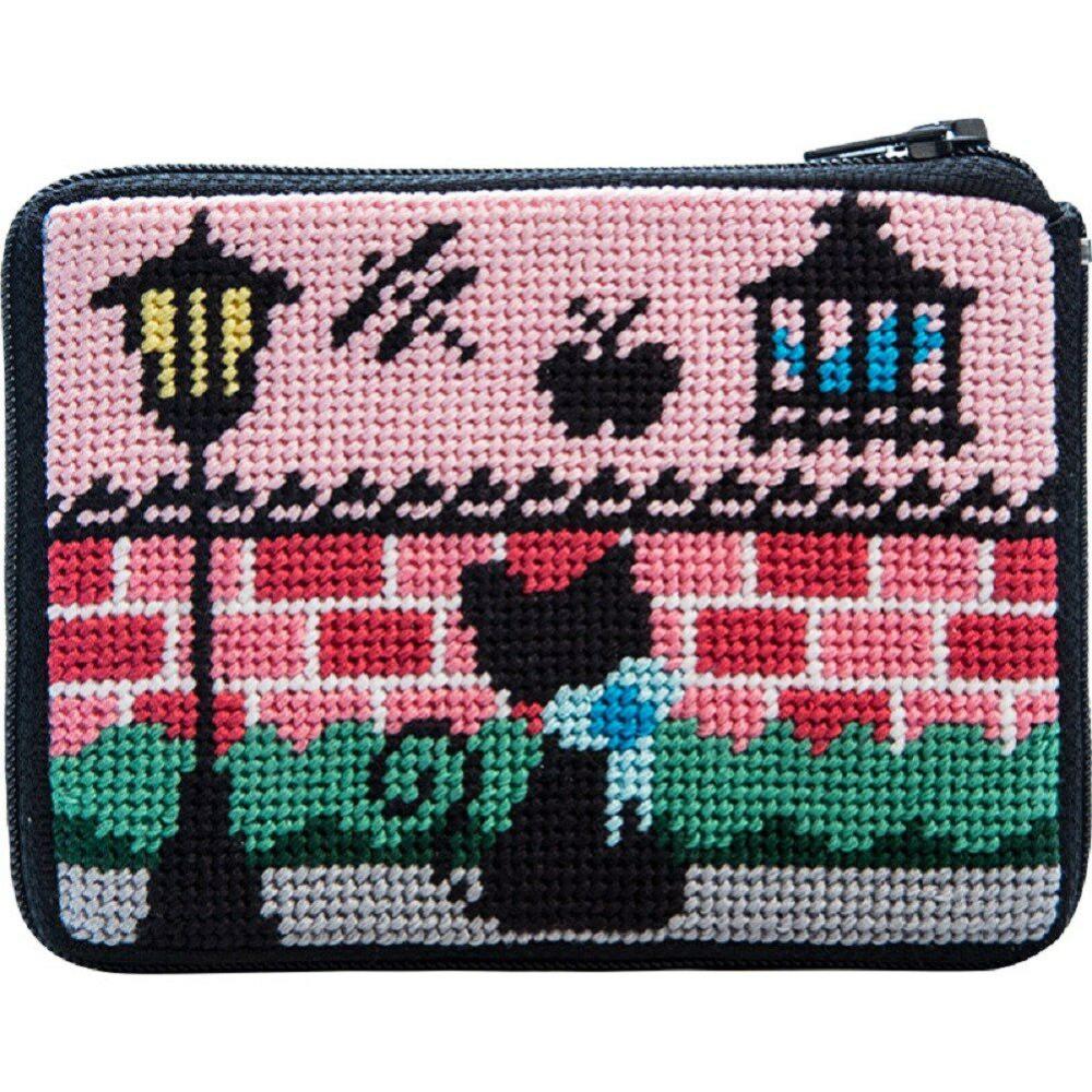 Kitty Kat Black Cat Needlepoint Coin Purse- Multicolor |   Needlepoint Needlepoint Multicolor