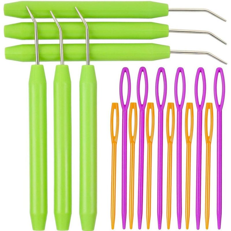 Knitting Loom Hook Crochet Needle Hook with Convenient Rubber Handles and Large Eye Plastic Sewing Needles for Knifty Knitting Knitter Crafts (9 Pieces)  |   Crochet Supplies Crochet Supplies Crochet Supplies