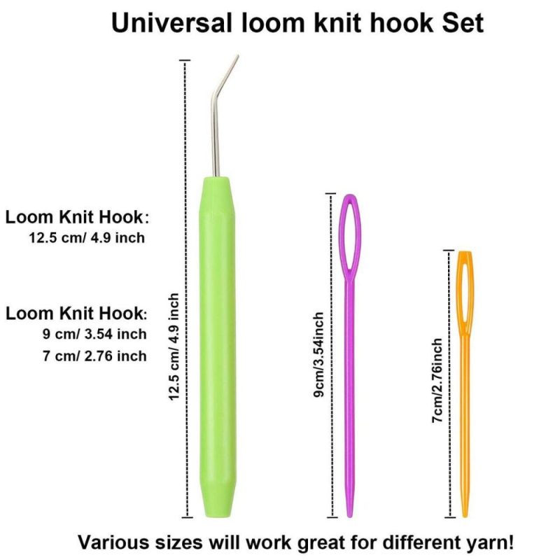 Knitting Loom Hook Crochet Needle Hook with Convenient Rubber Handles and Large Eye Plastic Sewing Needles for Knifty Knitting Knitter Crafts (9 Pieces)  |   Crochet Supplies Crochet Supplies Crochet Supplies