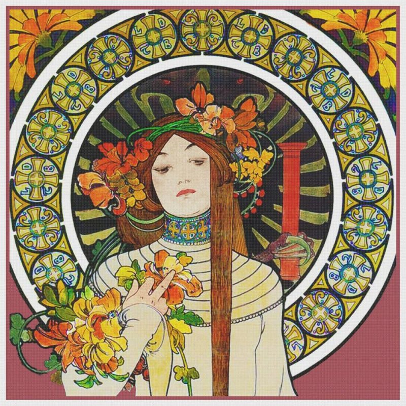 La Trapistine detail by Alphonse Mucha Counted Cross Stitch Pattern  |   Cross Stitch & Embroidery Cross Stitch & Embroidery Cross Stitch & Embroidery