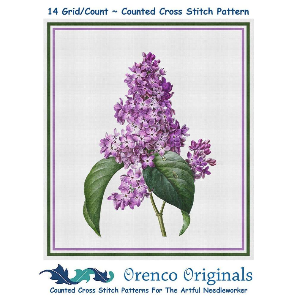 Lilac Flower Inspired by Pierre-Joseph Redoute Counted Cross Stitch Pattern  |   Cross Stitch & Embroidery Cross Stitch & Embroidery Cross Stitch & Embroidery