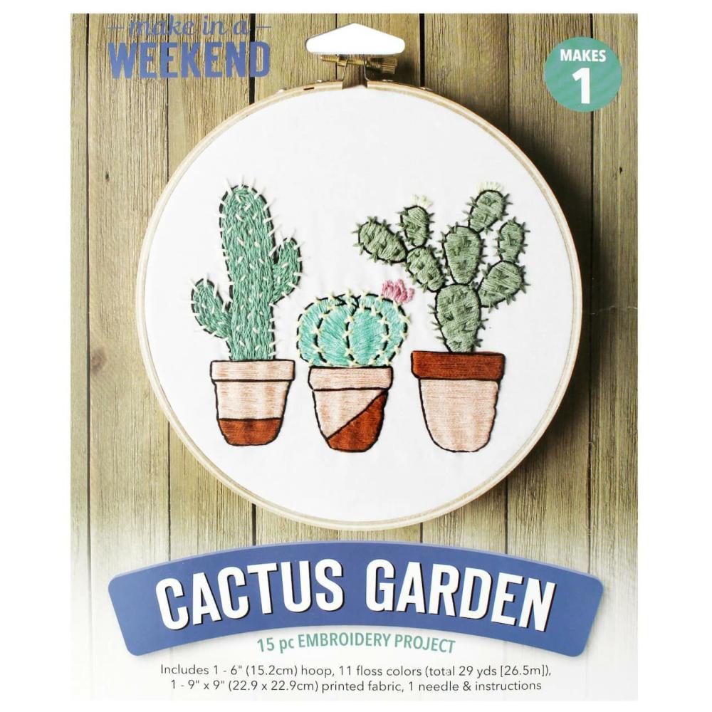 Make in a Weekend 6″ Cactus Garden Embroidery Kit  |   Cross Stitch & Embroidery Cross Stitch & Embroidery Cross Stitch & Embroidery