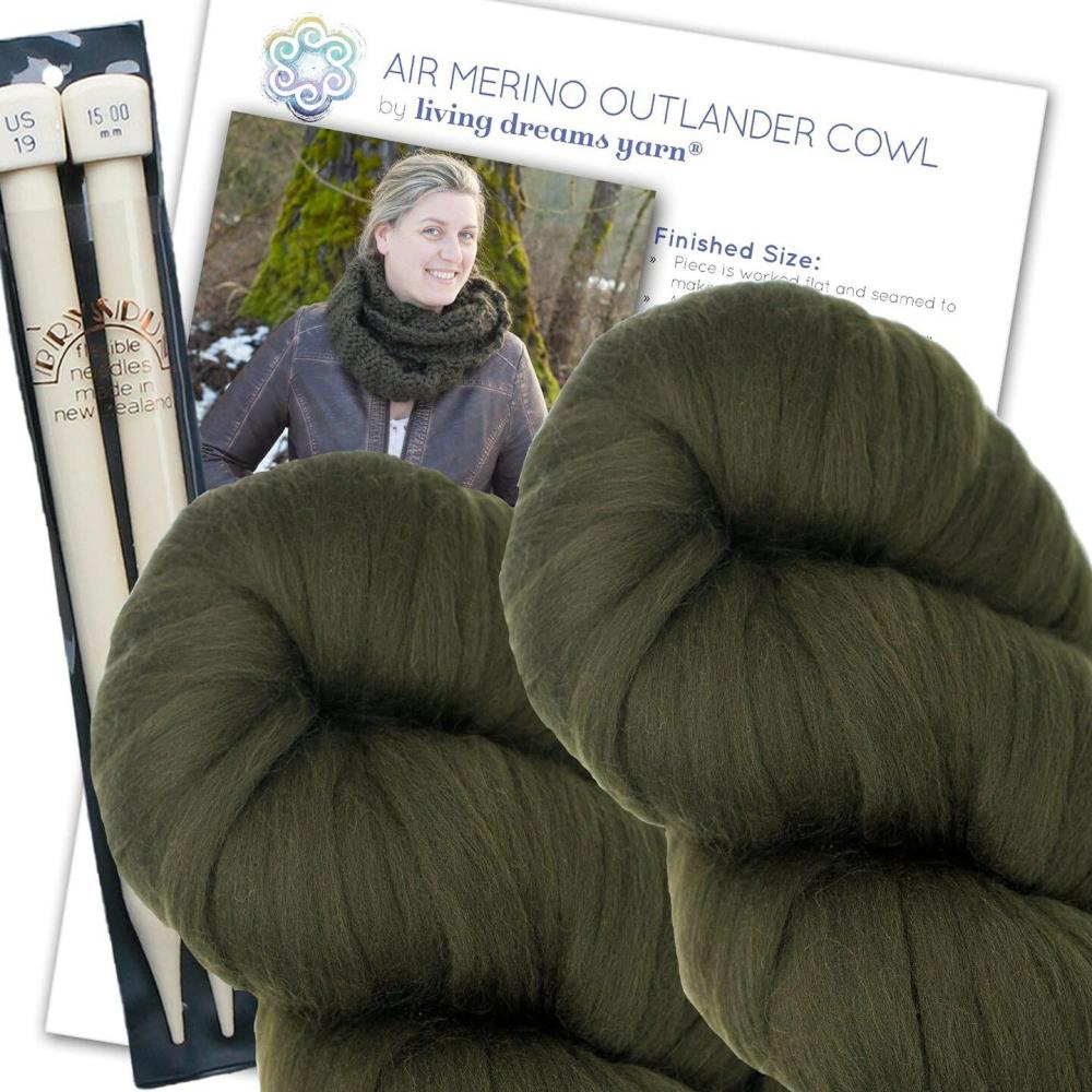 Merino Cowl Knitting Kit: Soft and Thick #7 Weight Jumbo Yarn, Knitting Needles and Pattern. Beginner. Everything Included, Great for Gifts Cedar |   Knitting Supplies Knitting & Crochet Cedar