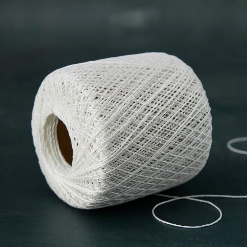 Metallic Cotton Crochet Thread White Pearl |   Crochet Supplies Crochet Supplies Crochet Supplies