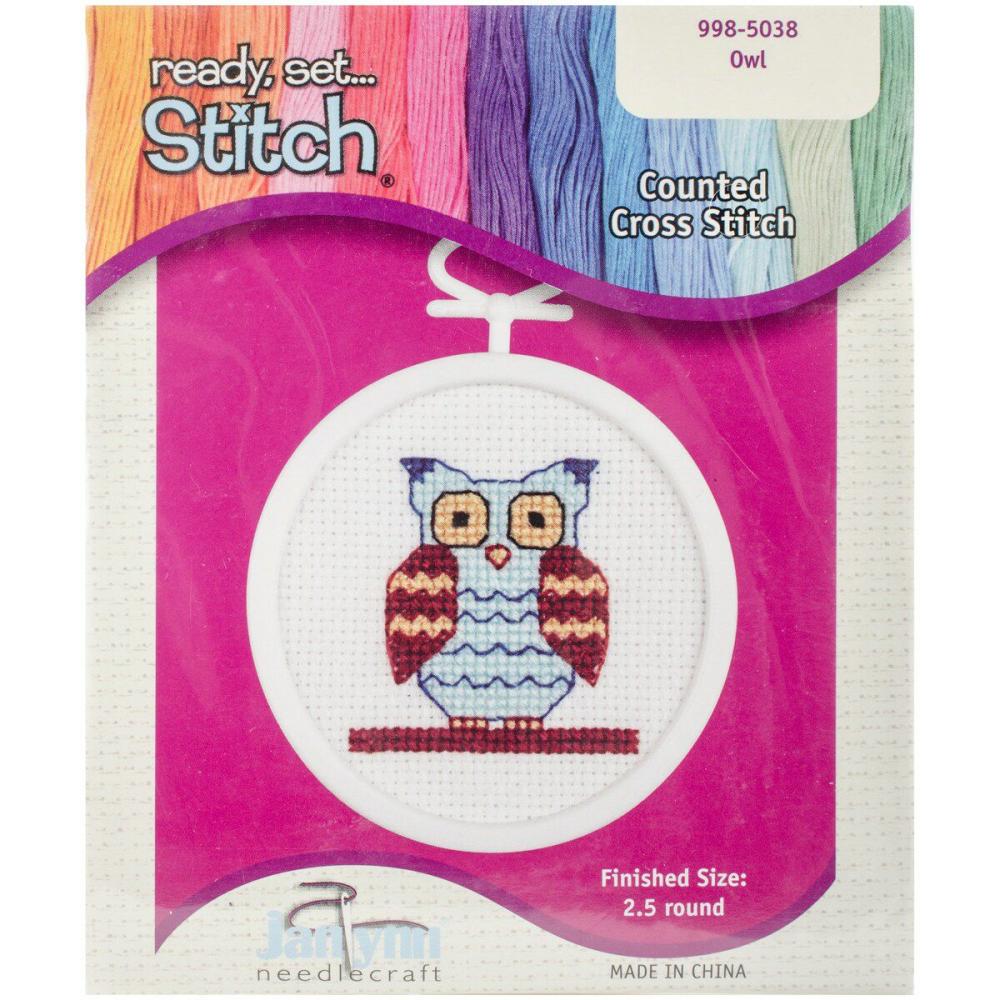 Mini Counted Cross Stitch Kit 2.5″ Round-Owl (18 Count)  |   Cross Stitch & Embroidery Cross Stitch & Embroidery Cross Stitch & Embroidery