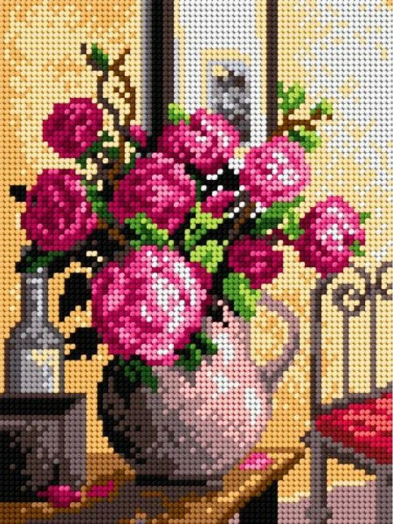 Needlepoint canvas for halfstitch without yarn Bouquet of Roses 2121F – Printed Tapestry Canvas  |   Needlepoint Needlepoint Needlepoint