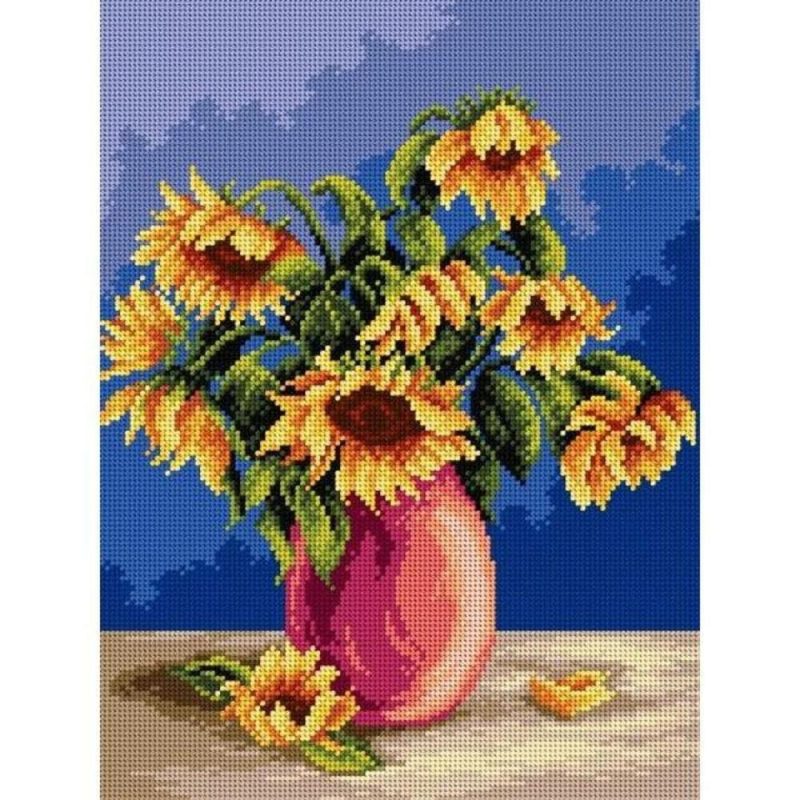 Needlepoint Canvas For Halfstitch Without Yarn Bouquet Of Sunflowers – Printed Tapestry Canvas  |   Needlepoint Needlepoint Needlepoint