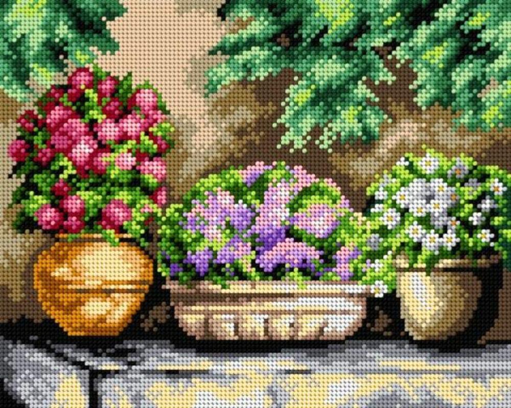 Needlepoint canvas for halfstitch without yarn Flowers in My Garden 2411H – Printed Tapestry Canvas  |   Needlepoint Needlepoint Needlepoint