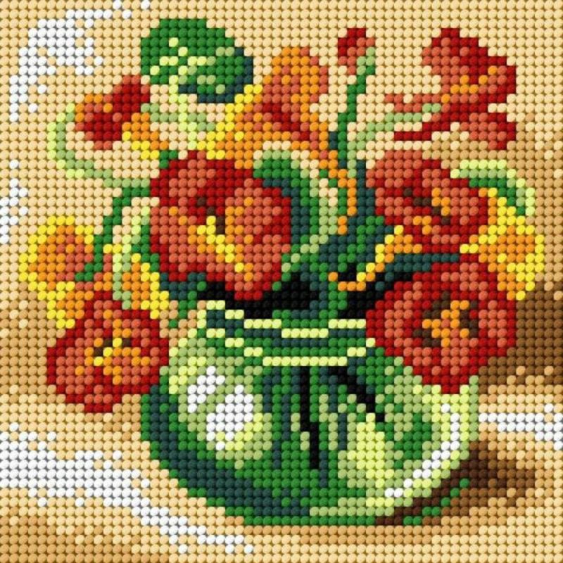 Needlepoint canvas for halfstitch without yarn Nasturtium 2897D – Printed Tapestry Canvas  |   Needlepoint Needlepoint Needlepoint