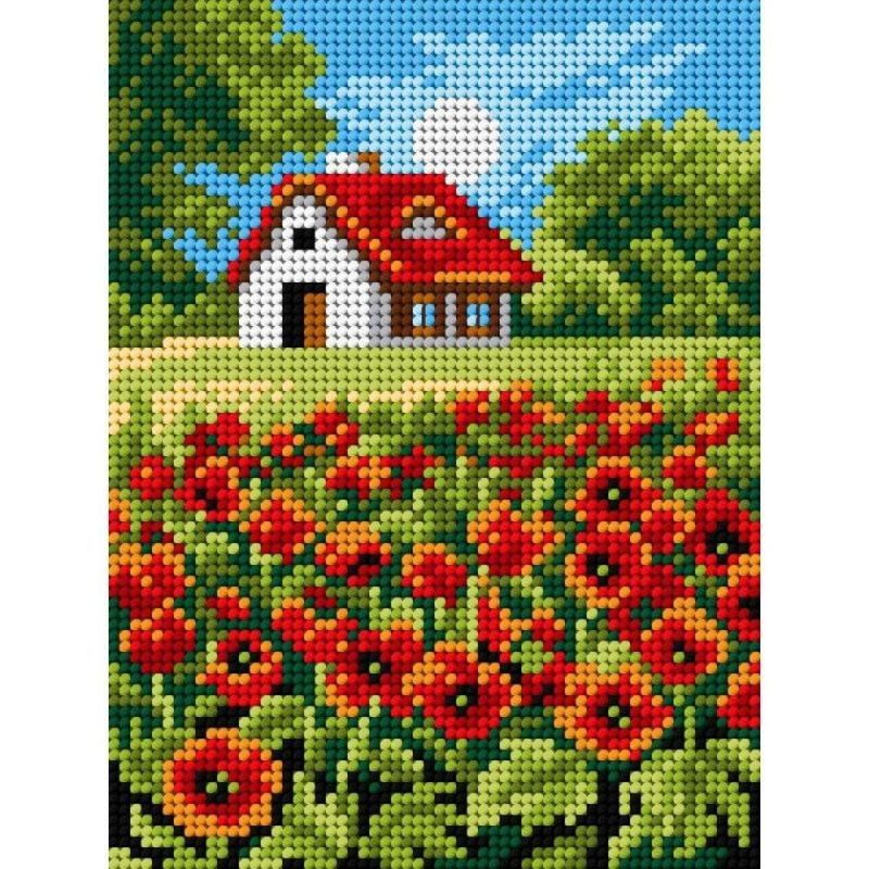 Needlepoint Canvas For Halfstitch Without Yarn Poppies – Printed Tapestry Canvas  |   Needlepoint Needlepoint Needlepoint