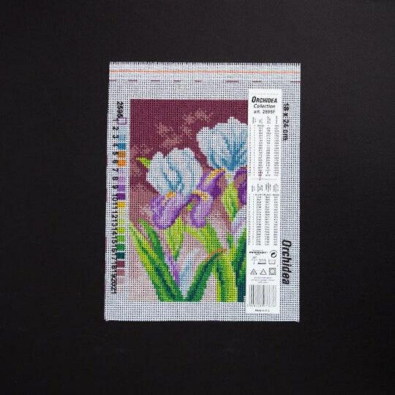 Needlepoint canvas for halfstitch without yarn Spring Irises 2595F – Printed Tapestry Canvas  |   Needlepoint Needlepoint Needlepoint