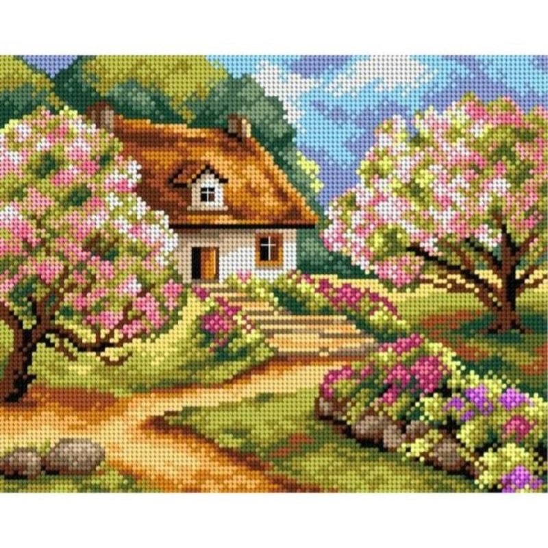 Needlepoint Canvas For Halfstitch Without Yarn Spring Road – Printed Tapestry Canvas  |   Needlepoint Needlepoint Needlepoint