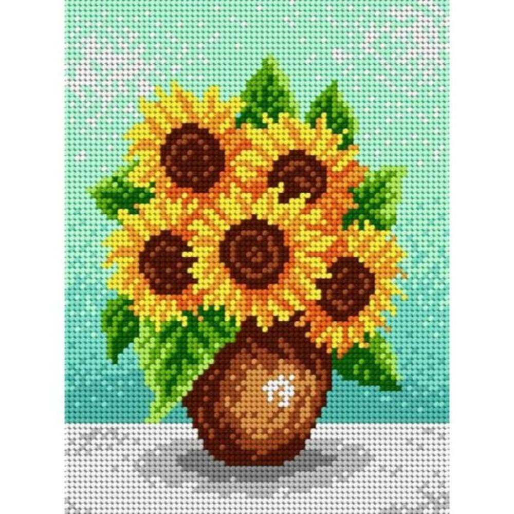 Needlepoint Canvas For Halfstitch Without Yarn Sunflowers In A Brown Vase – Printed Tapestry Canvas  |   Needlepoint Needlepoint Needlepoint