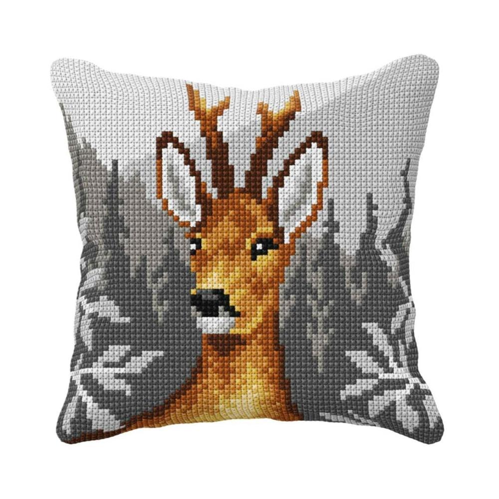 Needlepoint Kit Cushion – Printed Canvas Deer  |   Needlepoint Needlepoint Needlepoint