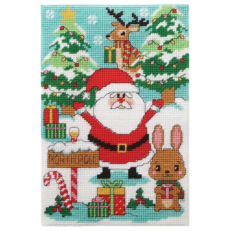 North Pole Visit Wall Hanging Plastic Canvas Kit Multicolor |   Needlepoint Needlepoint Multicolor