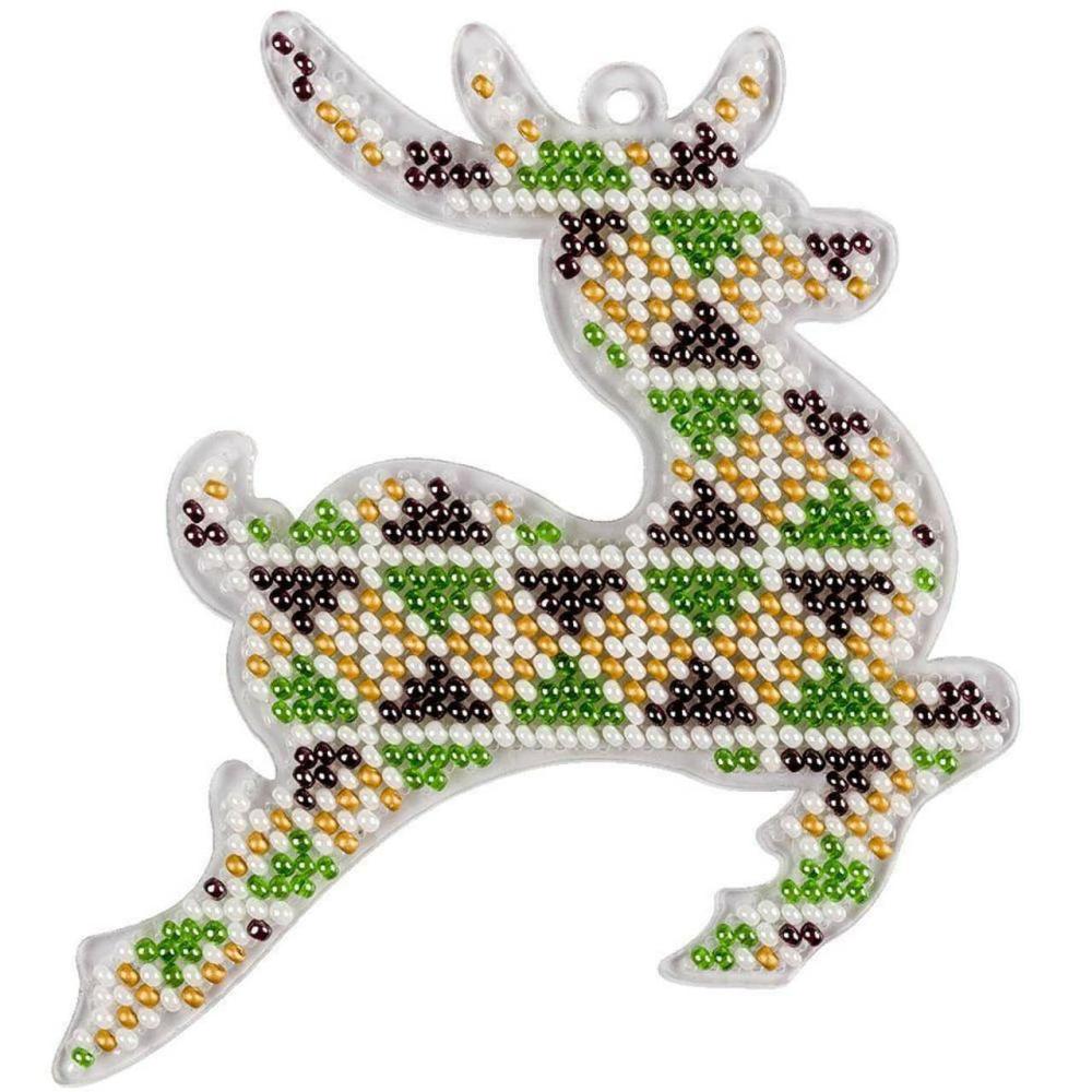 Pastel Fair Isle Reindeer Ornament Bead Embroidery on Plastic Kit  |   Beadwork Beadwork Beadwork