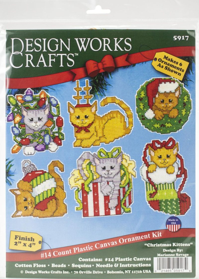 Plastic Canvas Ornament Kit 3″X3.5″ Set Of 6-Christmas Kittens (14 Count)  |   Cloth & Canvas Cloth & Canvas Cloth & Canvas