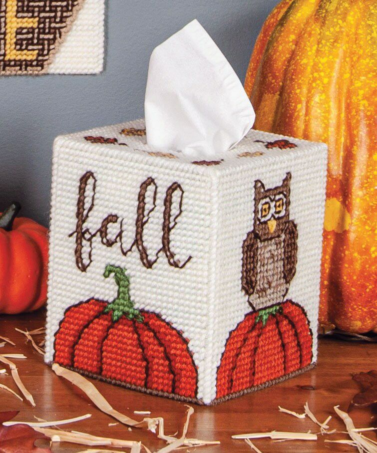 Plastic Canvas Tissue Box Kit 5″-Autumn Welcome (7 count)  |   Cloth & Canvas Cloth & Canvas Cloth & Canvas