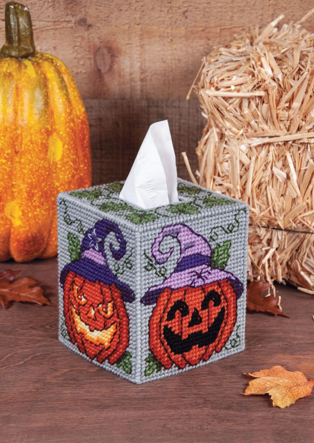 Plastic Canvas Tissue Box Kit 5″-Jack-O-Lantern (7 count)  |   Cloth & Canvas Cloth & Canvas Cloth & Canvas