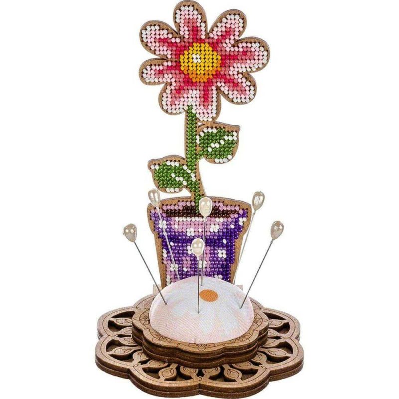 Potted Flower Bead Embroidery on Wood Kit  |   Beadwork Beadwork Beadwork