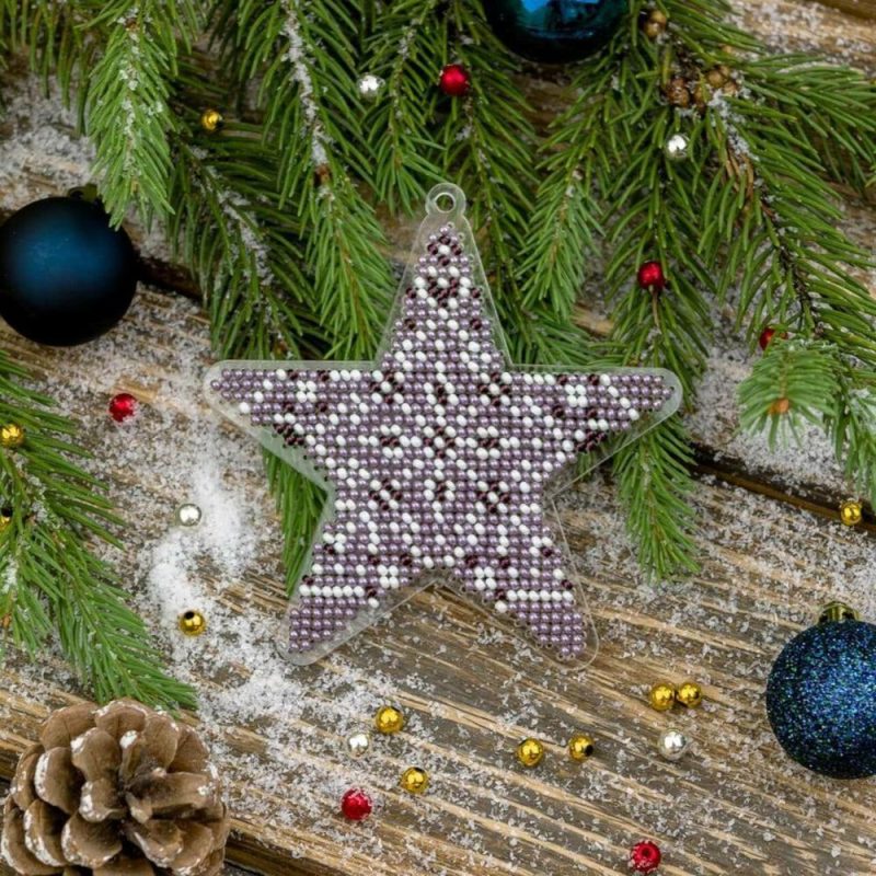 Purple Fair Isle Star Ornament Bead Embroidery on Plastic Kit  |   Beadwork Beadwork Beadwork