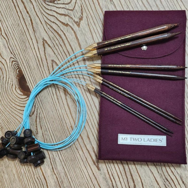 Sampler Blue Silk Set | Adjustable Knitting Needles | 4 SIZES | US6, US8, US13, US17 | w/custom case  |   Knitting Supplies Knitting & Crochet Knitting Supplies