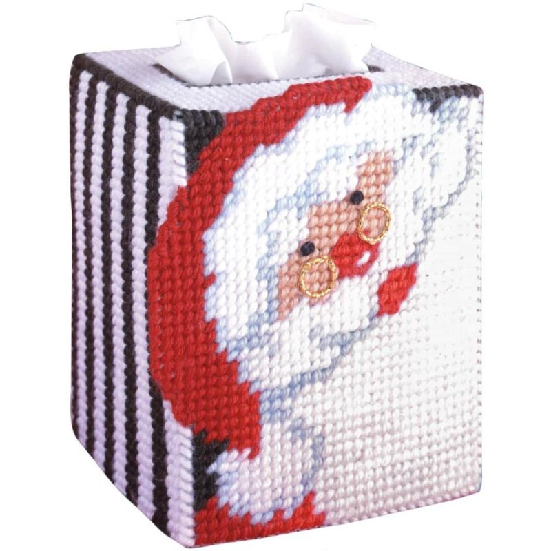 Santa Plastic Canvas Tissue Box Kit  |   Needlepoint Needlepoint Needlepoint