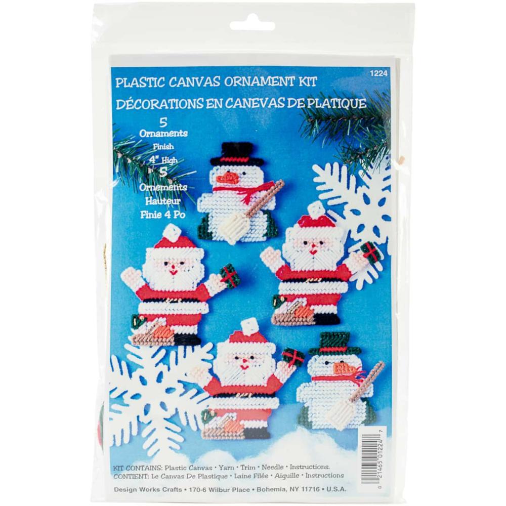 Santa & Snowman Plastic Canvas Ornaments Kit  |   Needlepoint Needlepoint Needlepoint