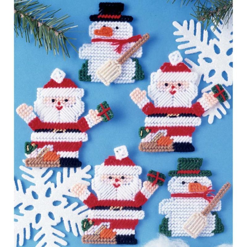 Santa & Snowman Plastic Canvas Ornaments Kit  |   Needlepoint Needlepoint Needlepoint