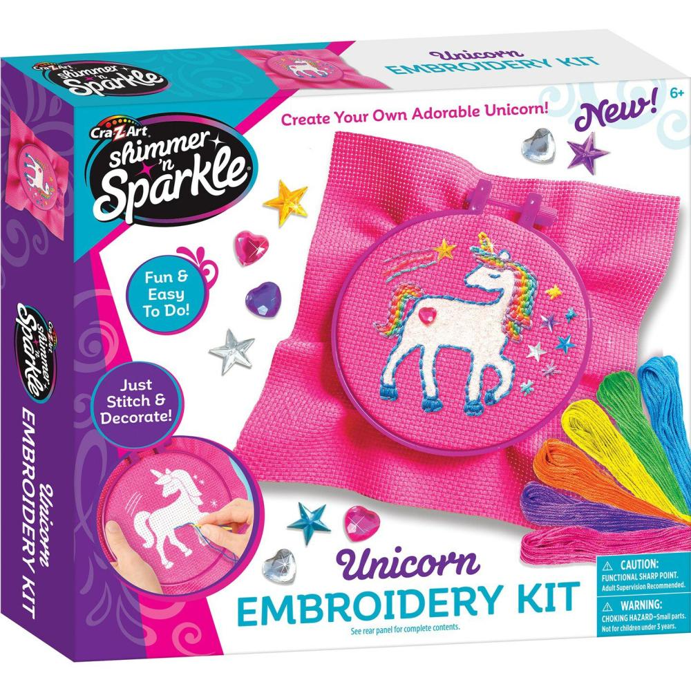 Shimmer ‘n Sparkle: Unicorn DIY Embroidery Kit, Kids Ages 6+ Standard |   Crochet Kits Crochet Kits Crochet Kits