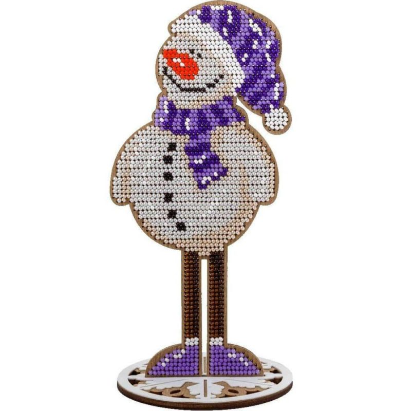 Snowman Bead Embroidery on Wood Kit  |   Beadwork Beadwork Beadwork