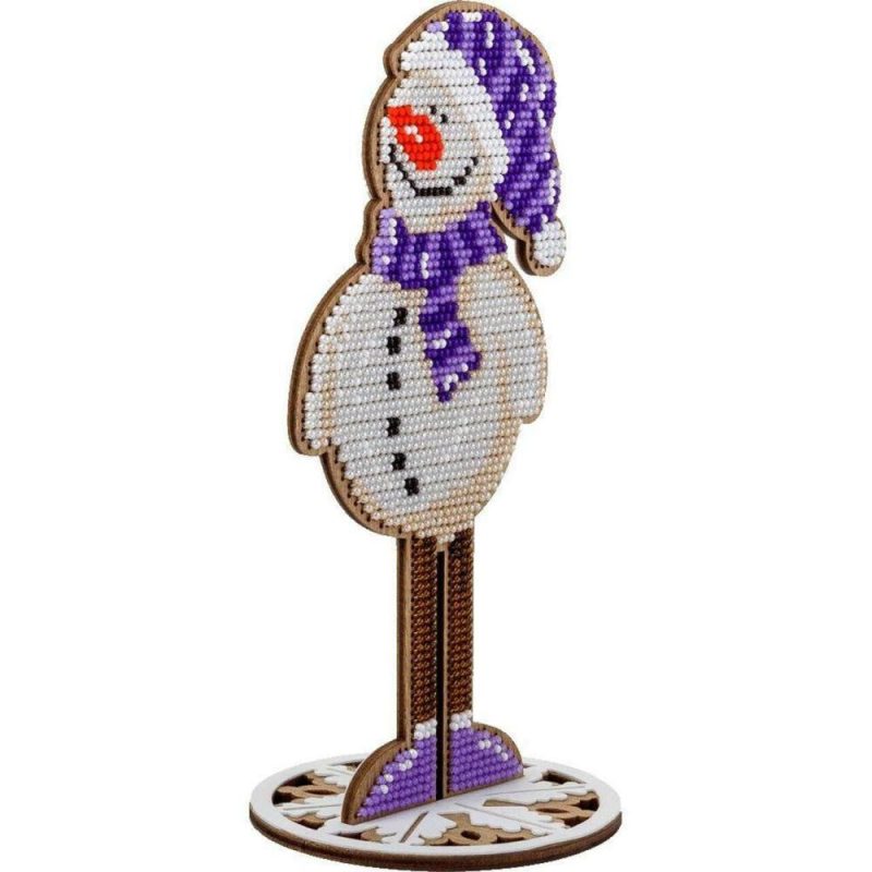 Snowman Bead Embroidery on Wood Kit  |   Beadwork Beadwork Beadwork