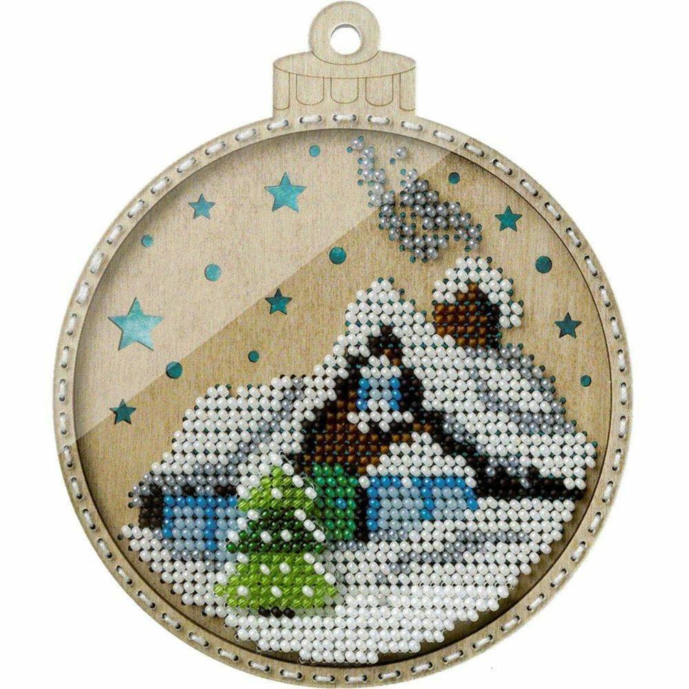 Snowy Cottage Ornament Bead Embroidery on Wood Kit  |   Beadwork Beadwork Beadwork