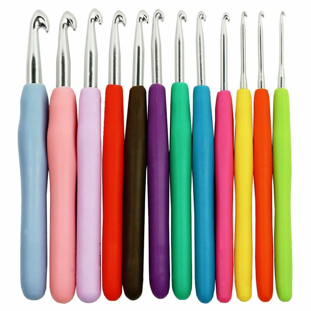 Soft Handle Aluminum Crochet Hooks 12PCS Set  |   Crochet Supplies Crochet Supplies Crochet Supplies