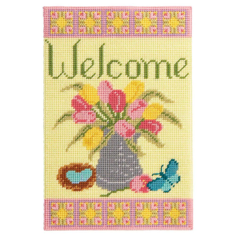 Spring Welcome Wall Hanging Plastic Canvas Kit Multicolor |   Needlepoint Needlepoint Multicolor