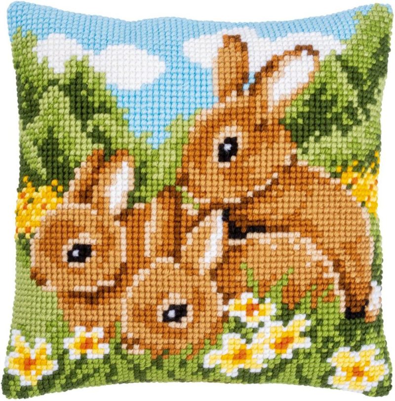 Stamped Cross Stitch Cushion Kit 16″X16″-Rabbits  |   Cross Stitch & Embroidery Cross Stitch & Embroidery Cross Stitch & Embroidery