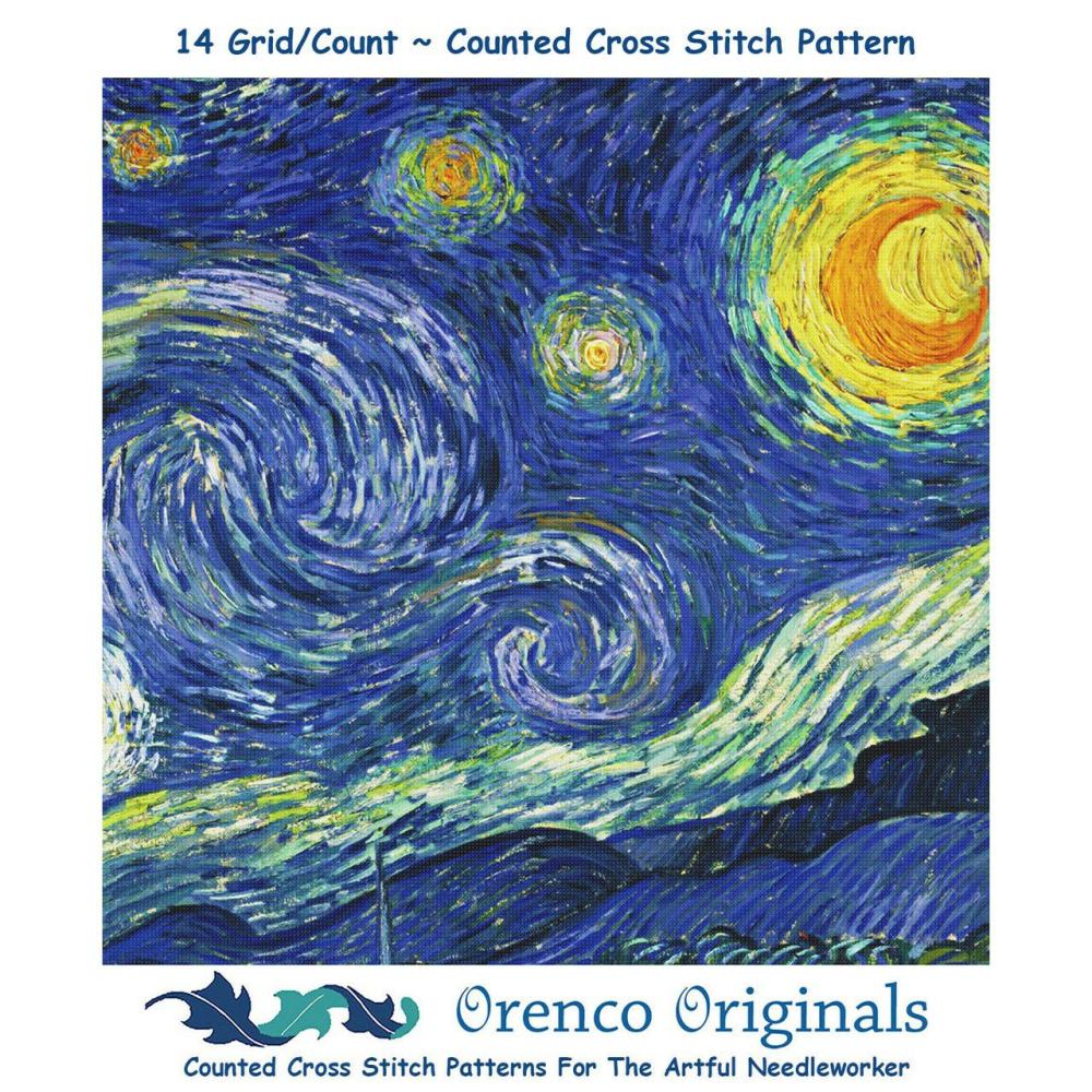 Starry Sky Detail by Vincent Van Gogh Counted Cross Stitch Pattern  |   Cross Stitch & Embroidery Cross Stitch & Embroidery Cross Stitch & Embroidery