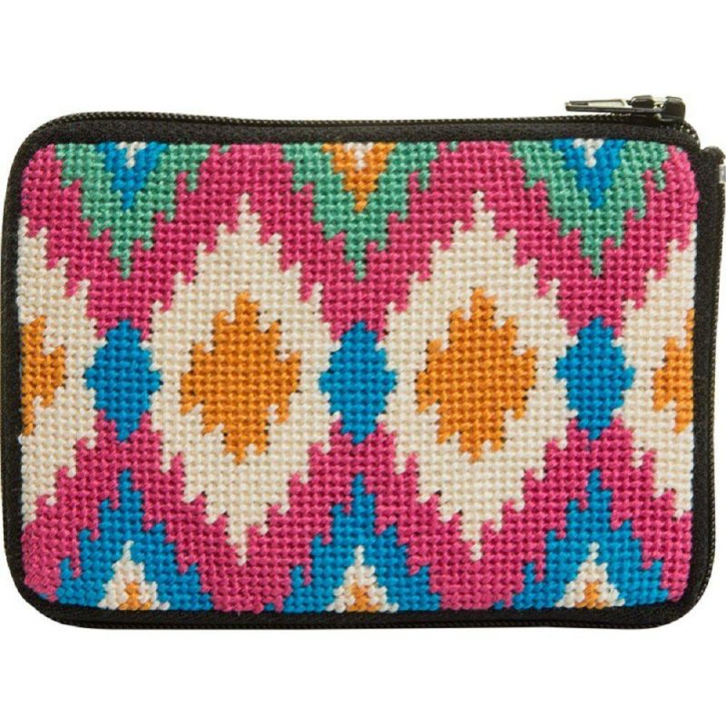 Stitch and Zip Ikat Needlepoint Coin Purse Kit Multicolor |   Needlepoint Needlepoint Multicolor