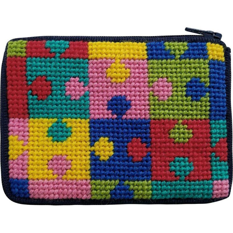 Stitch and Zip Kids Coin Case Needlepoint Kit Puzzle Pieces SZ8105 Multicolor |   Needlepoint Needlepoint Multicolor