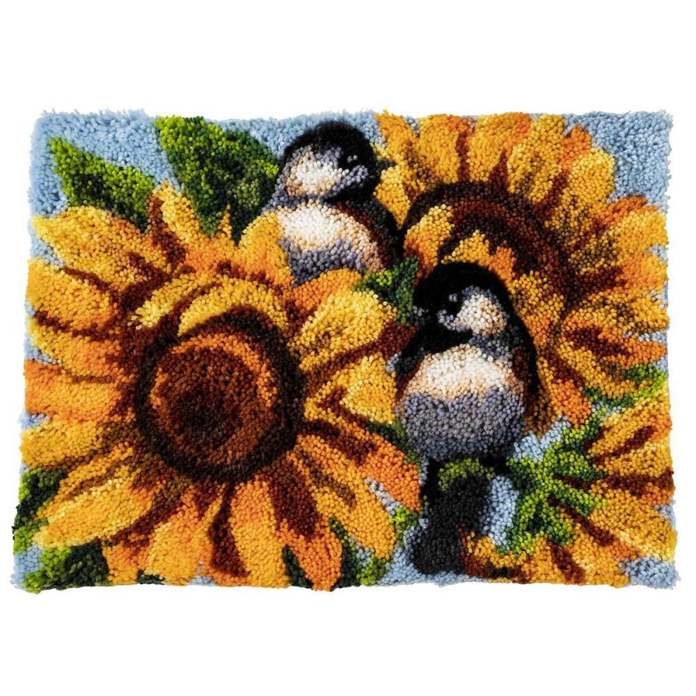 Sunflower Chickadees Latch Hook Kit Multicolor |   Latch Hook Latch Hook Latch Hook