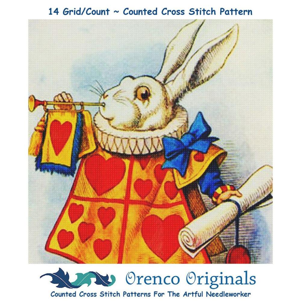 Tenniel’s The White Rabbit Square Detail from Alice’s Adventures in Wonderland Counted Cross Stitch Pattern  |   Cross Stitch & Embroidery Cross Stitch & Embroidery Cross Stitch & Embroidery