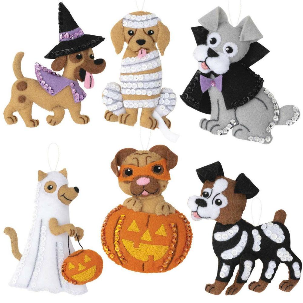 Trick or Treat Puppies Felt & Sequin Kit Multicolor |   Felting Felting Felting