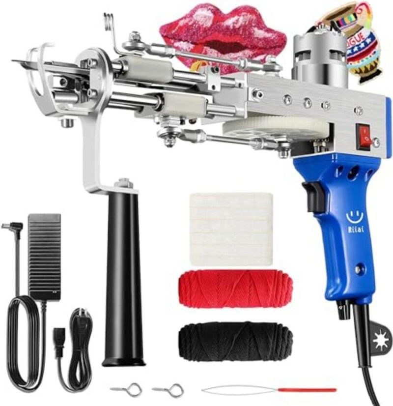 Tufting Gun Machine Cut Pile and Loop Pile 2 in 1 AK-III with Starter Kit, Speed Adjustment and 360°Handle, Rug Maker Carpet Gun for Rug Making, Beginners（ Blue）  |   Rug Tufting Needlework & Fiber Arts Rug Tufting