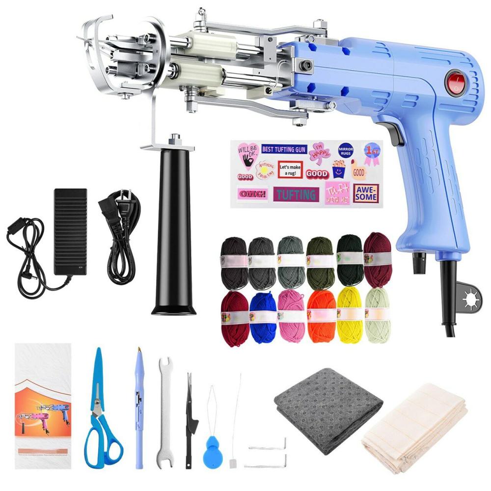 Tufting Gun Starter Kit,2 in 1 Cut & Loop Pile Rug Making Kit for Beginners,Carpet Making Kit Tufting Supplies Tool with 12 Color Yarns&Tufting Cloth  |   Rug Tufting Needlework & Fiber Arts Rug Tufting