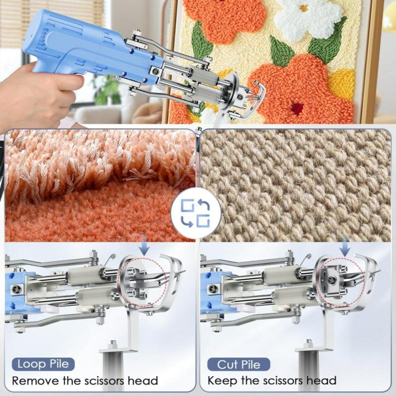 Tufting Gun Starter Kit,2 in 1 Cut & Loop Pile Rug Making Kit for Beginners,Carpet Making Kit Tufting Supplies Tool with 12 Color Yarns&Tufting Cloth  |   Rug Tufting Needlework & Fiber Arts Rug Tufting