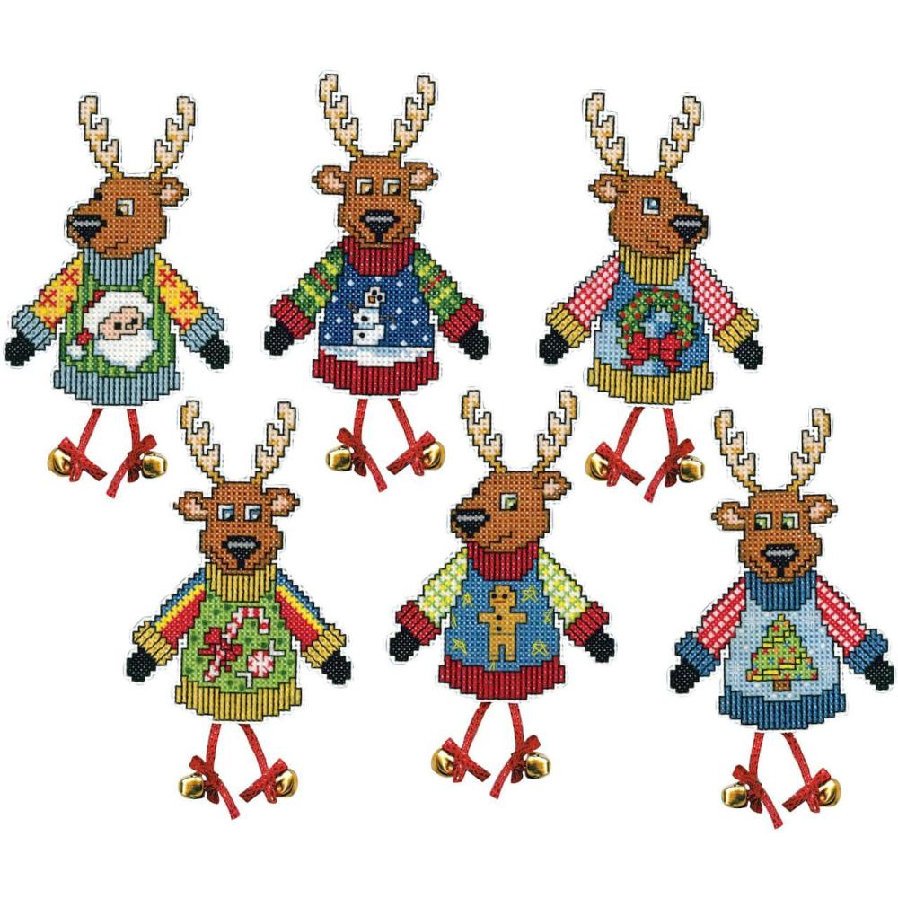 Ugly Sweater Reindeer Plastic Canvas Ornament Kit  |   Needlepoint Needlepoint Needlepoint