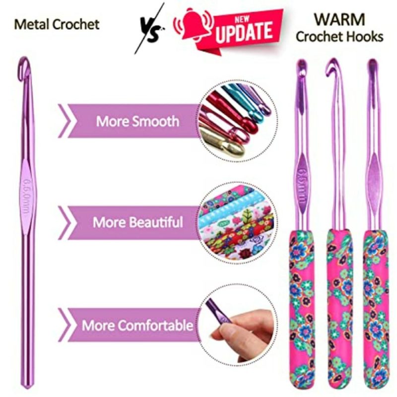 Warm Crochet Hooks Large, 10mm 9mm 8mm 7mm 6.5mm Large Crochet Hooks for Chunky Yarn Blanket Sweater Thick Wool, Big Crochet Kit for Arthritic Hands Knitting & Crochet Supplies  |   Knitting Supplies Knitting & Crochet Knitting Supplies