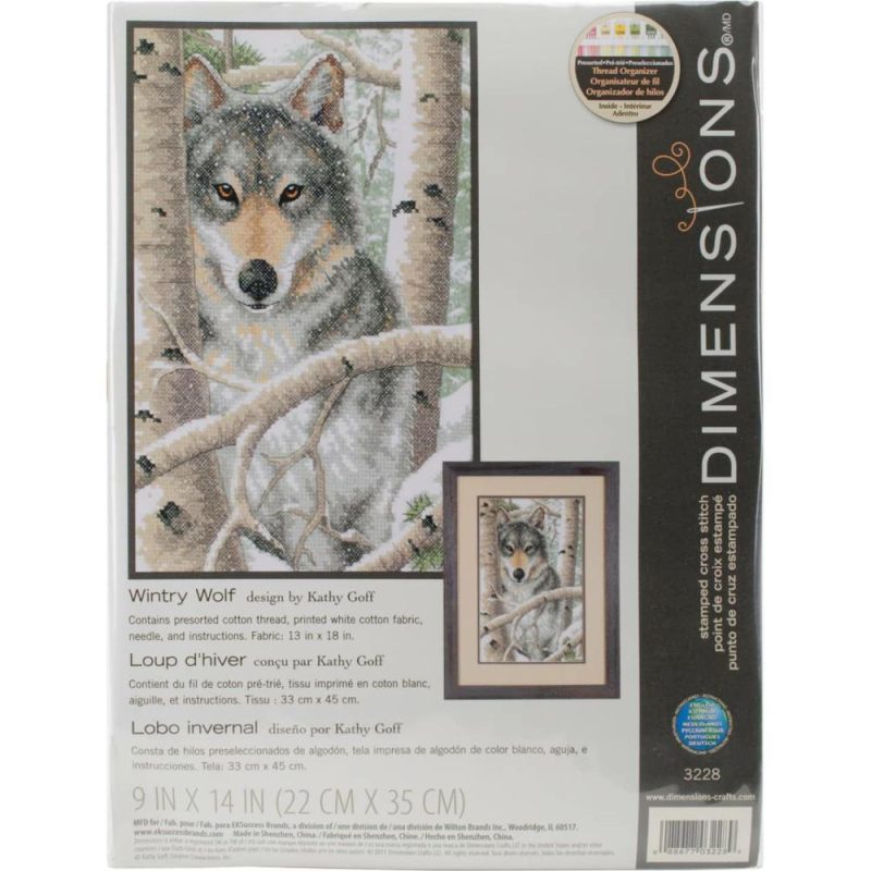 Wintry Wolf Stamped Cross Stitch Kit  |   Cross Stitch & Embroidery Cross Stitch & Embroidery Cross Stitch & Embroidery