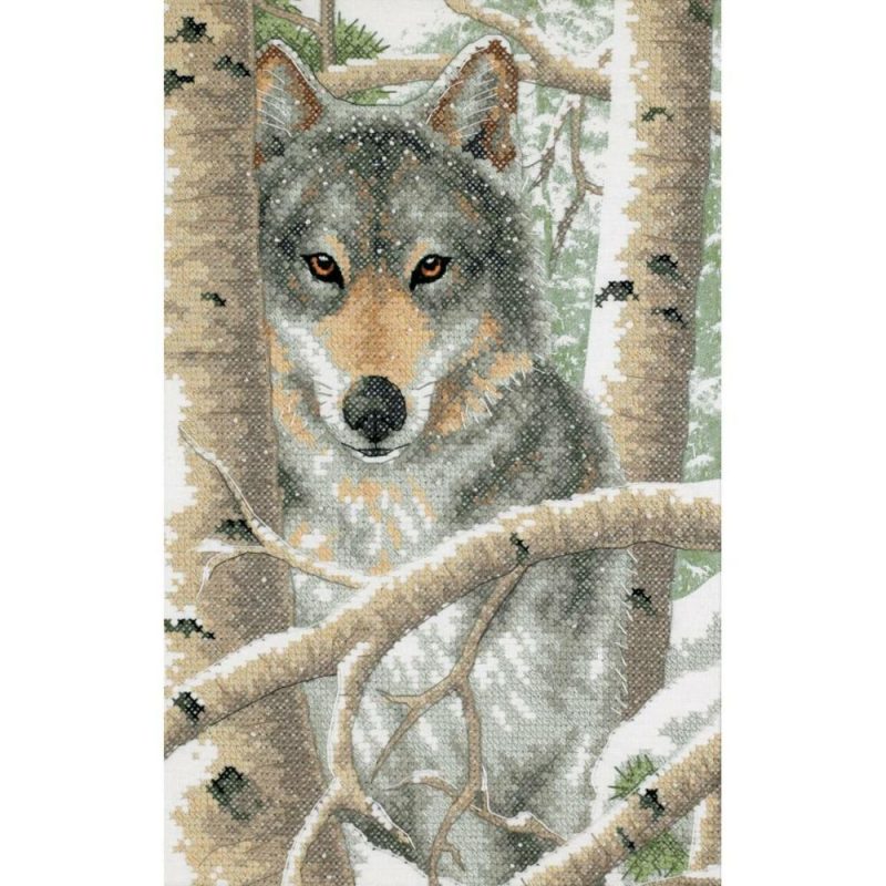 Wintry Wolf Stamped Cross Stitch Kit  |   Cross Stitch & Embroidery Cross Stitch & Embroidery Cross Stitch & Embroidery